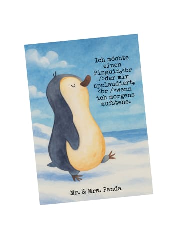Postkarte Pinguin mHerzieren Design mit Spruch in Weiß