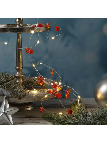 LED Deko Lichterkette Geschenke 20LED mit Timer L: 1,9m in rot, gold