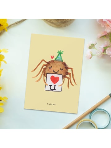 Postkarte Spinne Agathe Brief ohne Spruch in Gelb Pastell