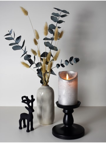 LED Echtwachskerze 12,5cm mit Timer in Silber