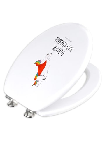 Klodeckel Einhorn Super mit Spruch in Weiß