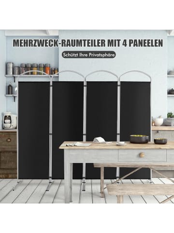 Raumteiler 4 tlg. 188cm in Schwarz