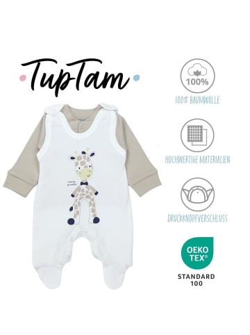 Baby Unisex Strampler-Set mit Aufdruck Spruch 2-tlg in weiß-kombi