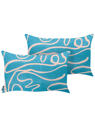 2er-Set Gartenkissen KERRIA in Blau/Beige