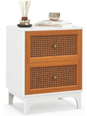 Nachttisch Rattan 46x33x59,5cm in Weiß
