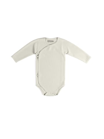 Baby Wickelbody aus 100% Bio-Baumwolle langarm gerippt Coconut Milk