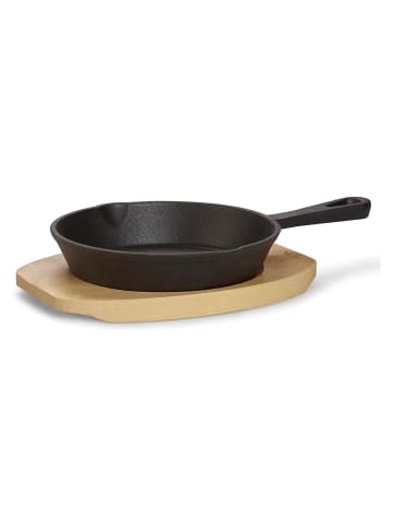 2 tlg. Set Mini Pfännchen mit Servierbrett in Schwarz