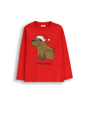 Baumwoll-langarmshirt weihnachten in rot