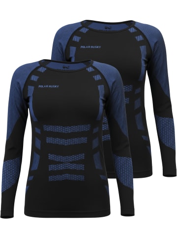 2x Thermo-Langarmshirt UNISEX in Blau/Schwarz