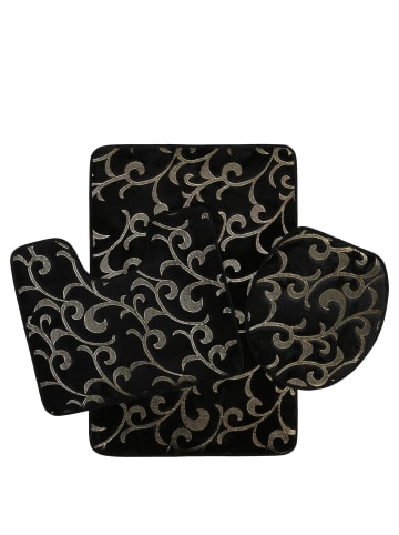 3-teilig Bad Matte Dusche Set Rutsch Stand Bad Matten in Schwarz-Gold