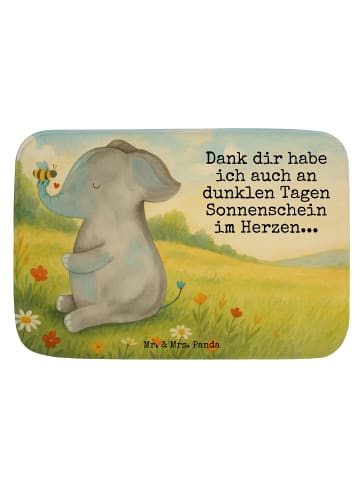 Badeteppich Elefant Biene Design mit Spruch in Weiß