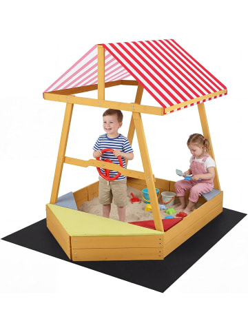 Sandkasten mit Dach& Bodenplane in Rot