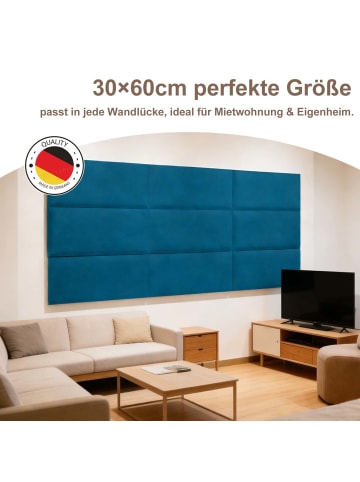 2er-Set Wandkissen aus Stoff 30x60cm 3D Gepolsterte Wandpaneele in Königsblau