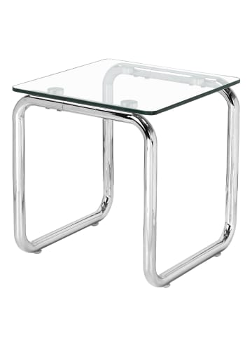 home24 Beistelltisch aus Glas und Metall in Chrom - 86 x 44 x 87 cm in Chrom