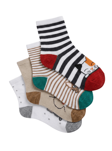 Jungen Kindersocken Katze 4er Pack in Mehrfarbig