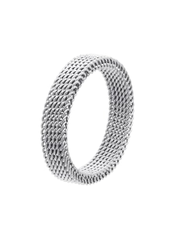 elastischer Mesh-Ring Sarah silberfarben in silberfarben poliert