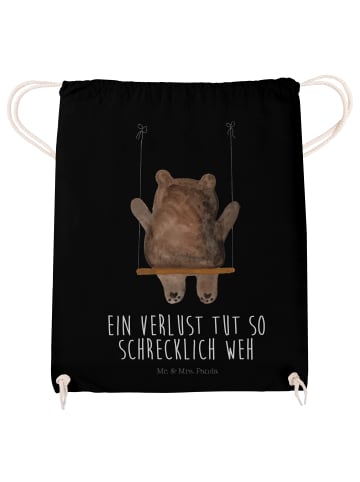 Jutebeutel Bär Schaukel mit Spruch in Schwarz