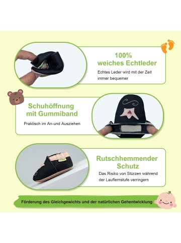 Baby Krabbelschuhe aus Leder, weiche Lauflernschuhe mit rutschfester Sohle 