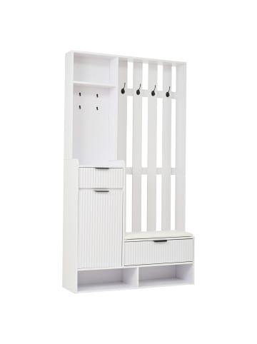 6 in 1 Eingangsschrank mit Wäscheständer und Spiegel 100*30*180cm
