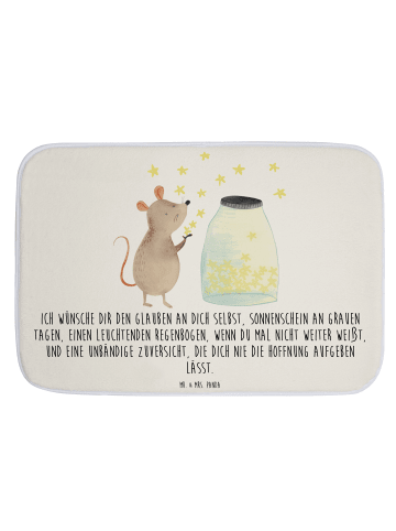 Badematte Maus Sterne mit Spruch in Weiß