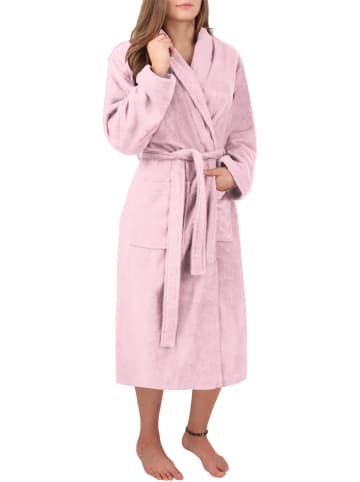 Damen Premium Bademantel Basic in Rosa