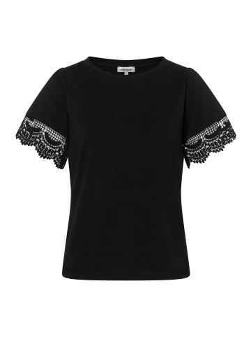 verspieltes Kurzarmshirt, Spitzenärmel in black