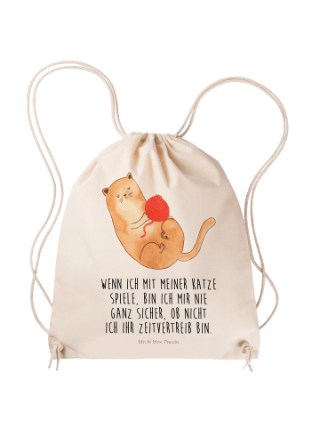 Jutebeutel Katze Wolle mit Spruch in Creme