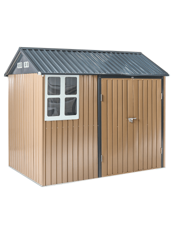 Gerätehaus mit Holzunterstand NOCCIANO in Braun/Grau
