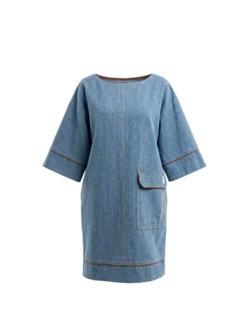 Blau Baumwolle Damen Kleid
