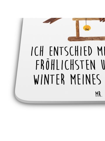 Coaster Rotkehlchen Schlitten mit Spruch in Weiß