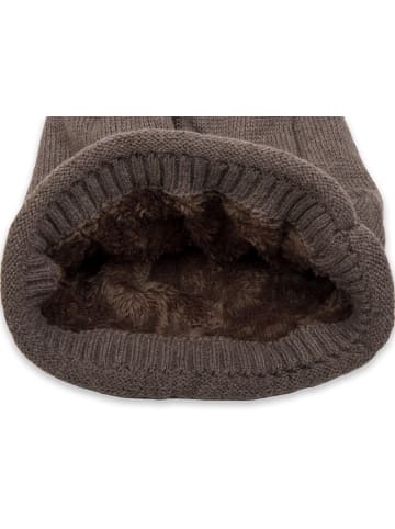 Feinstrick Beanie Mütze in Taupe