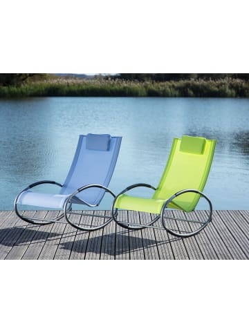 Gartenliege CAMPO in Blau/Schwarz/Silber - (W) 62 x (H) 88 x (L) 107 cm