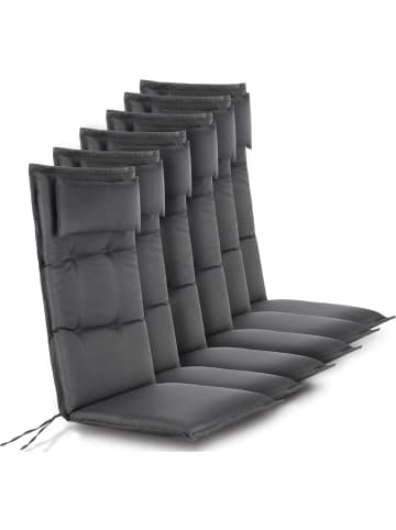 6 Premium Hochlehner Stuhlauflagen in Anthrazit
