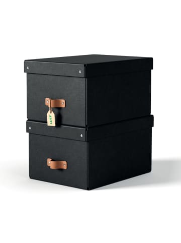 Archivbox Puro Mittel mit Deckel schwarz 2 Stück