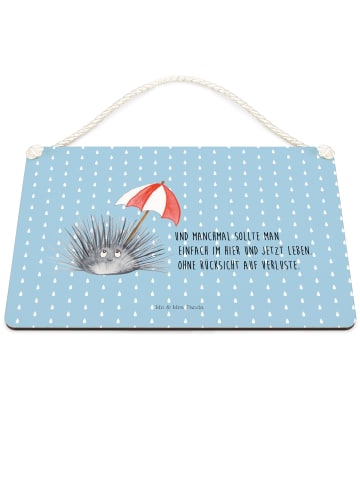 Hängeschild Seeigel mit Spruch in Blau Pastell