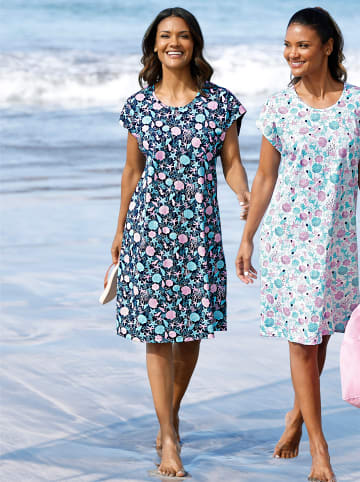Sommerkleid in marine-bedruckt + weiß-bedruckt