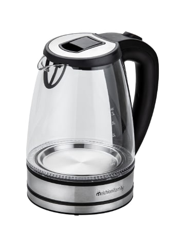 2200 W Glas-Wasserkocher 1,7 Lt. mit Trockenlaufschutz mit LED-Licht in Schwarz