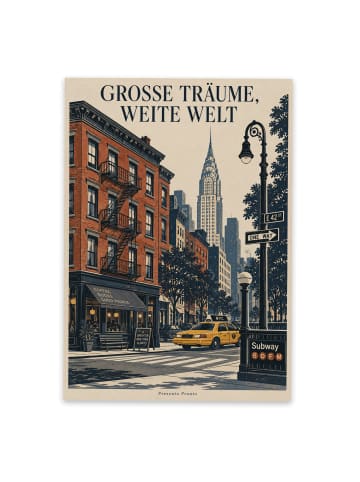 Postkarte Wolkenkratzer urban Design mit Spruch in Weiß