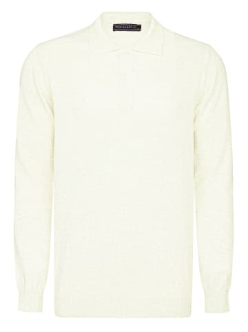 Polo Kragen Langarm Pullover in Ecru