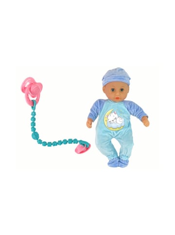 Babypuppe Sound Schnuller Lätzchen Blauer Katzenpyjama
