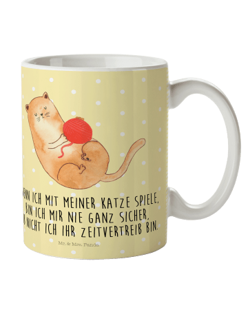 Kinderpott Katze Wolle mit Spruch in Gelb Pastell