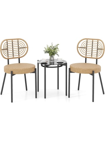 3 tlg. Gartenmöbel Set Polyrattan in Braun