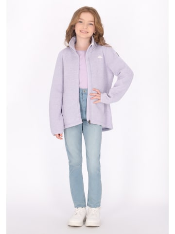 Mädchen Strickfleecejacke in Grauviolett Melange
