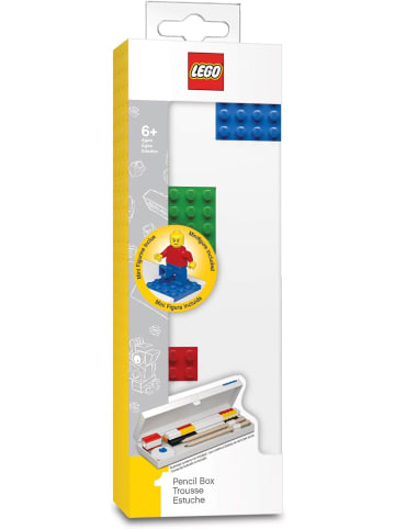 Lego Schreibwaren-Etui Stiftebox mit 4 Bausteinen und Minifigur in Weiß