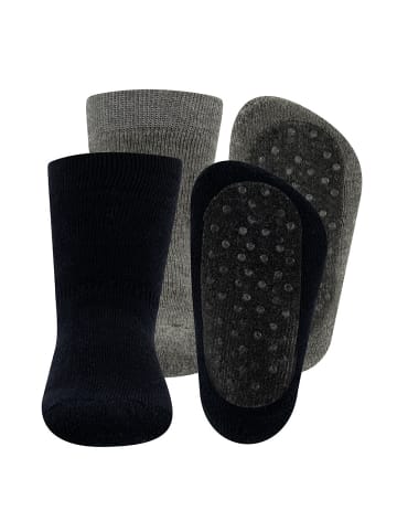 2er-Set Stoppersocken Uni in grau-marine