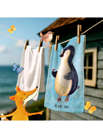 Handtuch Pinguin Marienkäfer ohne Spruch in Eisblau