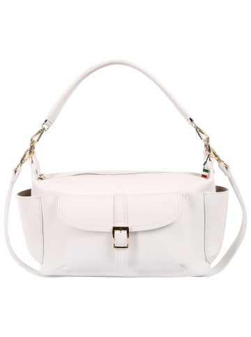 Florence Schultertasche Leder weiß ca. 34cm