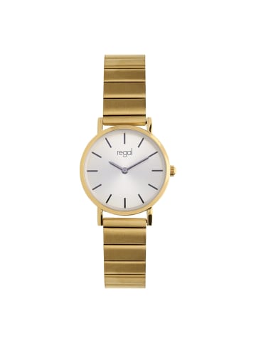 Stahl Quarzuhr Regal Gold