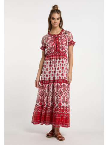 Damen Maxikleid Mit Allover-Print in Rot Mehrfarbig