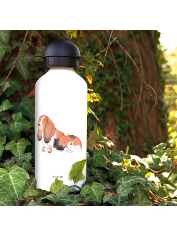 Trinkflasche Hund Basset Hound ohne Spruch in Weiß